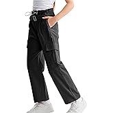 Rolanko Girls Corduroy Cargo Pants Wide Leg Cargo Trousers Streetwear Kids Pants Joggers with Pockets 9-17Y