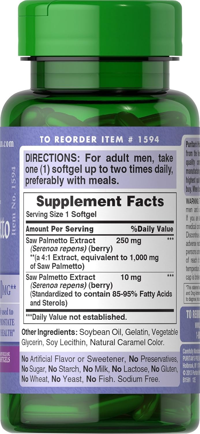 Puritans Pride Saw Palmetto 1000 Mg, 90 Count: Health & Personal Care