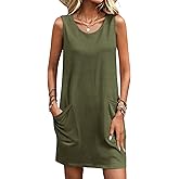 Ekouaer Womens Nightgown Sleeveless Nightgowns for Women with Pocekts Tank Dress Crew Neck Sleepwear S-XXL