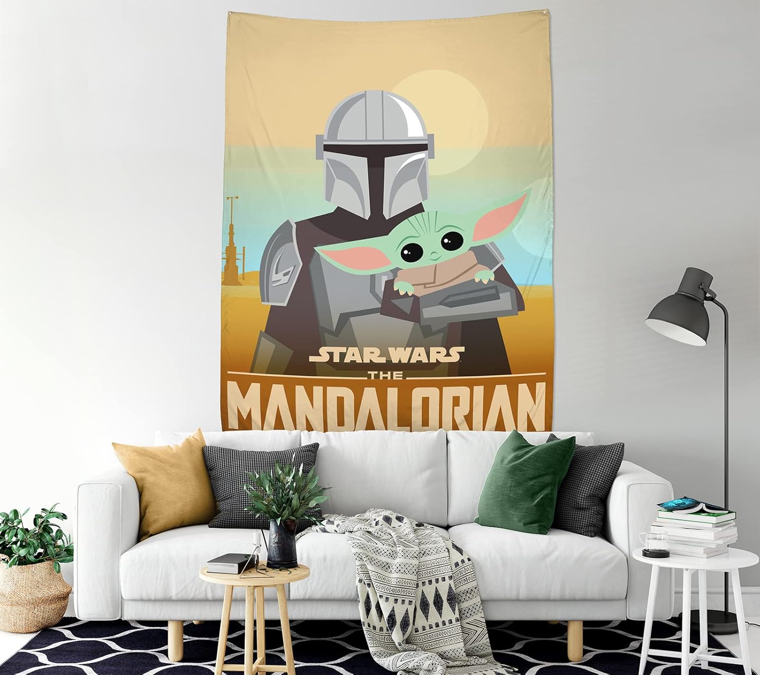 Tapestries - Jay Franco Star Wars The Mandalorian He's with Me Tapestry – 60 x 80 Inch Wall Hanging Features Baby Yoda Grogu – Kids Room Décor (Official Star Wars Product)