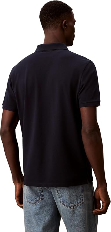 Polo Manches Courtes Homme Monogram Pique en Coton, Bleu (Dark Sapphire), L — photo 2 sur 8