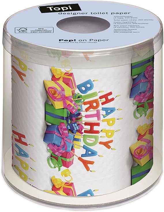 Topi Designer Toilet Paper Happy Birthday Presents Amazon.co.uk