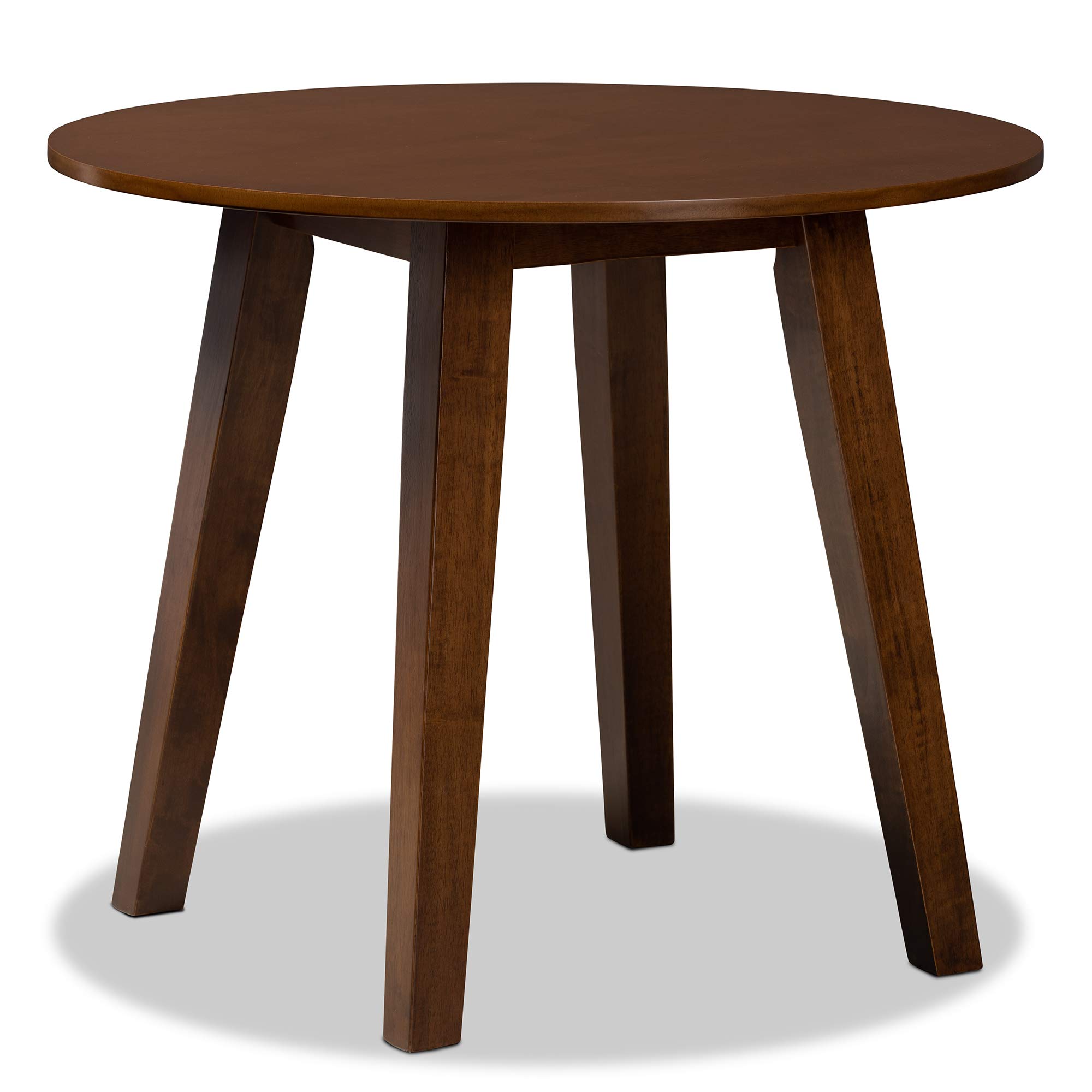 Baxton StudioEla Modern and Contemporary Walnut Brown Finished 35-Inch-Wide Round Wood Dining Table