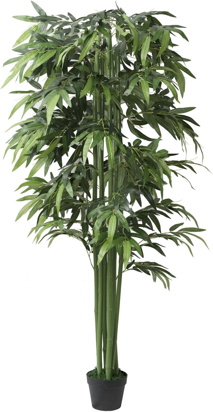Ruopei Potted Artificial Bamboo Tree Plant - Handmade Greenery Leaf Floor Plants for Indoor and Outdoor Decoration for Home Office and Hotels - 5.9Ft Green Fake Plant Arrangement in Pot 1 Piece
