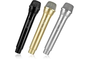 MOSROAD Fake Microphone Prop Toy for Kids, 3PCS Plastic Microphone Pretent Play Microphone Toy, Toy Microphone for Kids Birthday Party Favors, Halloween Cosplay Karaoke, Stage Prop for Girls and Boys