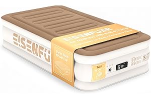 EISENFUER Air Mattress Twin XL (Extra Long) with Built-in Pump – 18" Inflatable Bed with High-Speed Pump, Comfy & Durable Blow Up Mattress, colchón inflable, Carry Bag, Perfect for Guests, Glamping, Moving