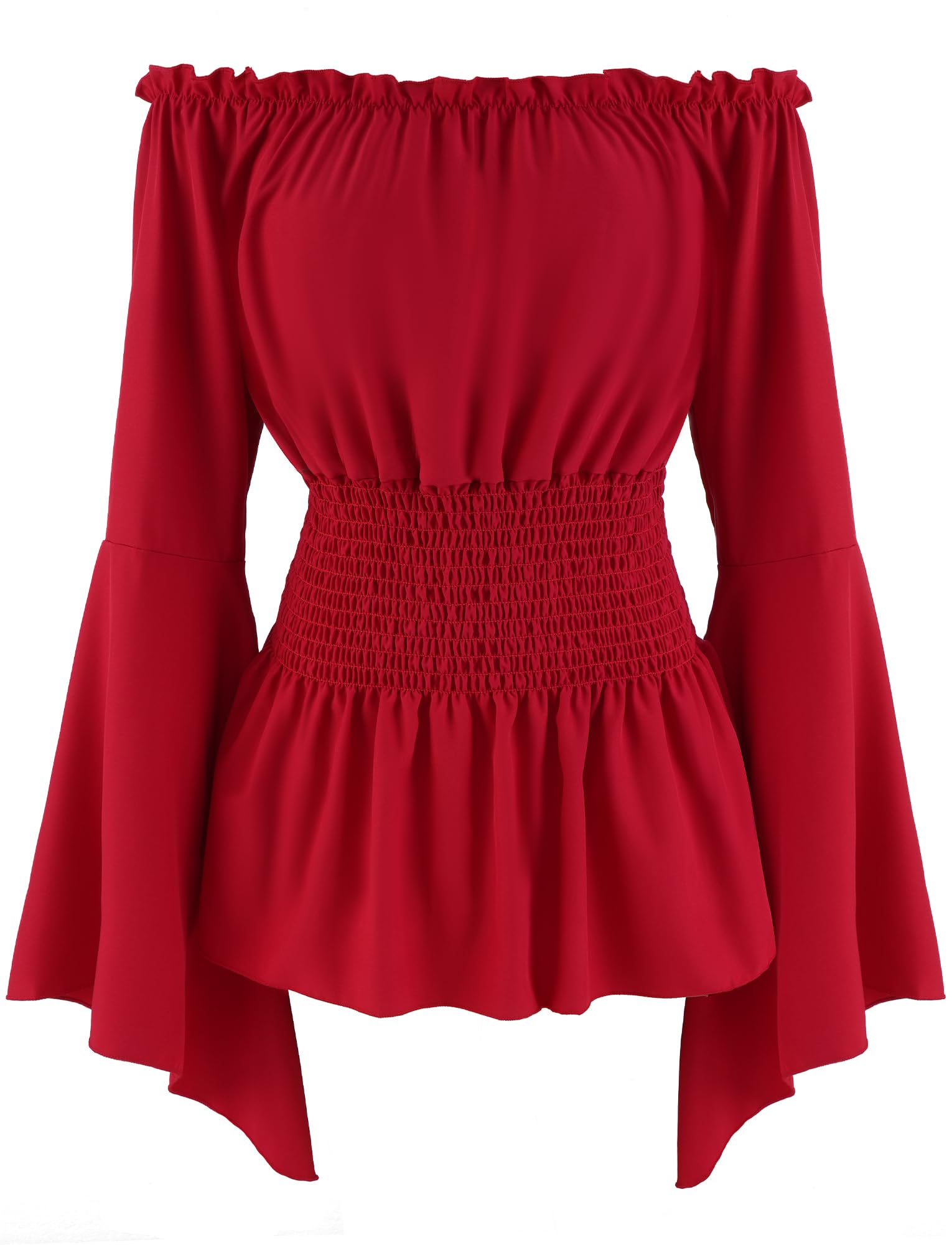 Maeau Medieval Tops Women Renaissance Tops Steampunk Blouse Off Shoulder Shirt Gothic Vintage Red