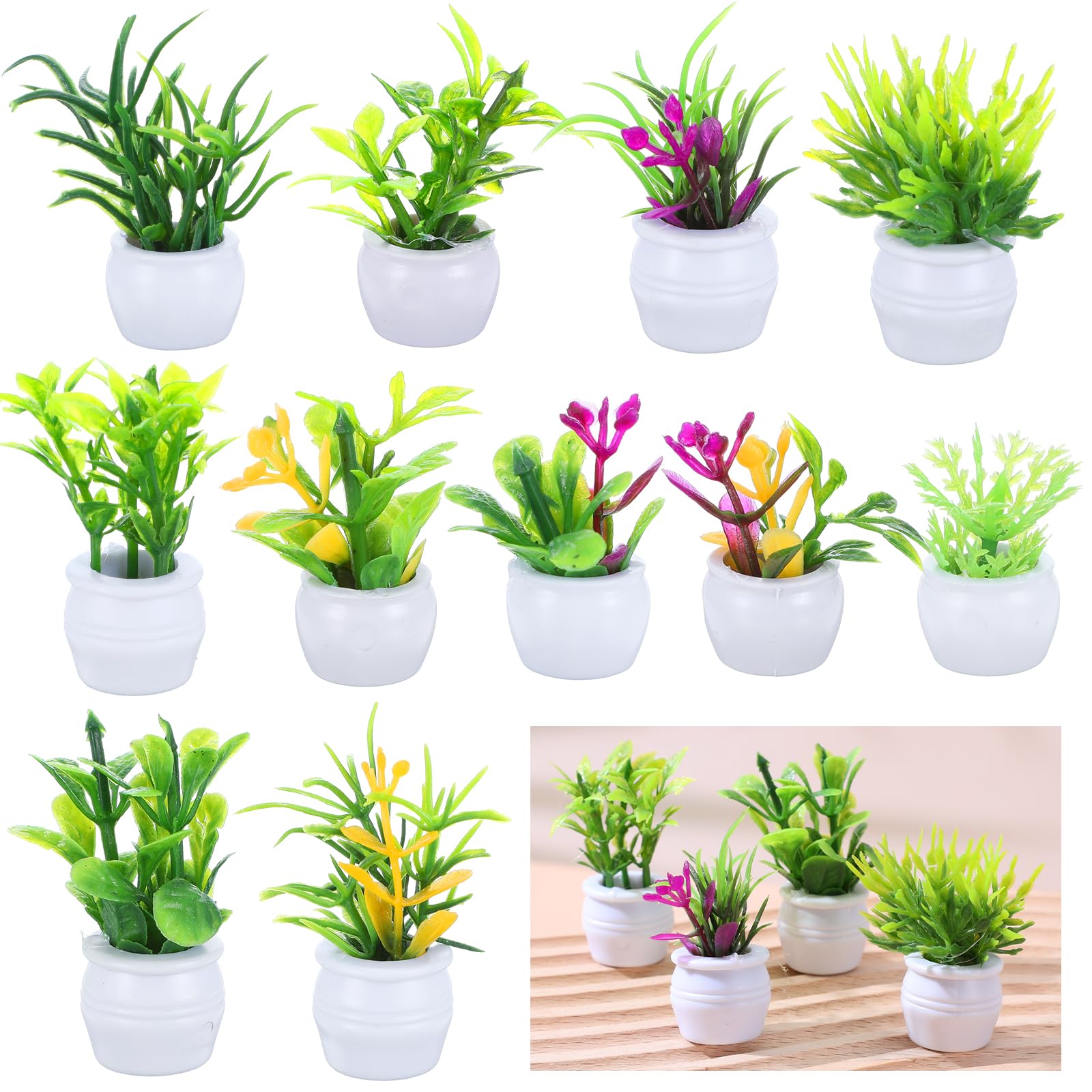 Photo 1 of 11Pcs Dollhouse Plants, Miniature Potted Plant Tiny Artificial Plants Models Fake Greenery Ornament for Dollhouse Decor Birthday Present