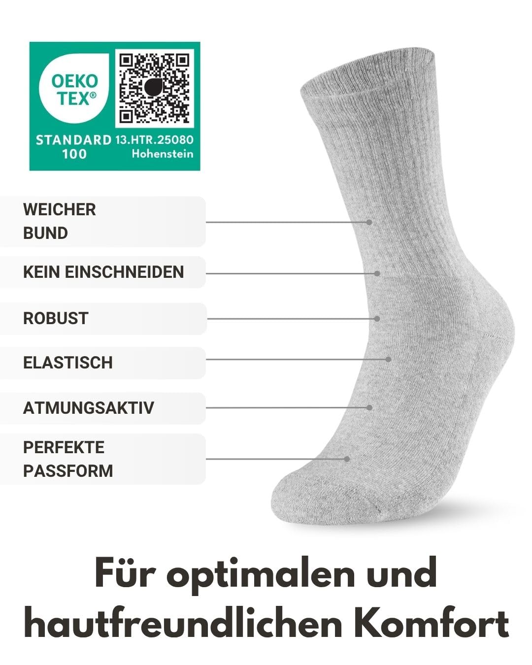 sockenkauf24 10 Paar Sportsocken Herren Grau 43-46 Tennissocken Atmungsaktive Baumwolle Crew Socken 3