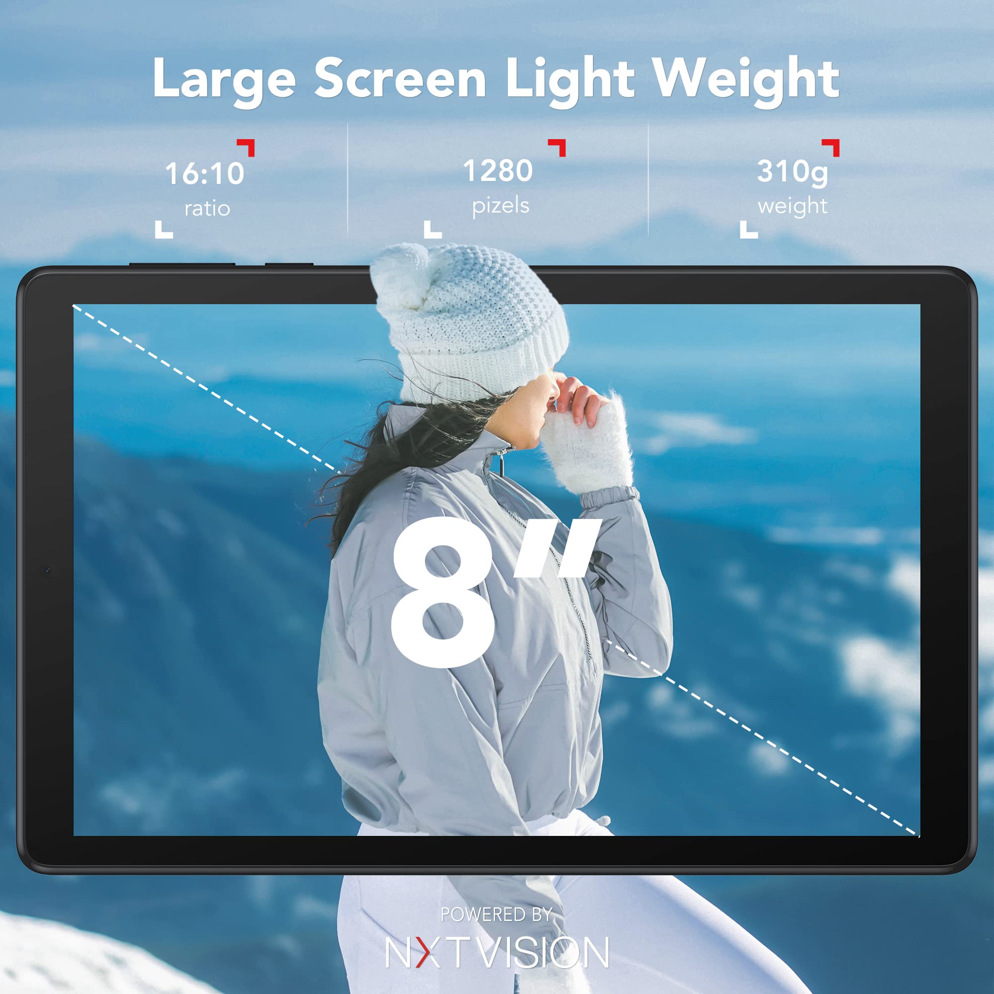 TCL TAB 8 Wi-Fi Android Tablet, 8 Inch HD Display, 3GB+32GB (Up to 512GB), 4080mAh Battery, Basic Tablet Android 11, Prime Black