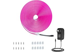 DSJJBLL Flexible Neon Rope Strip Night Light,Outdoor Indoor LED Cut Freedom 16.4FT/Set Power Supply/Clip Included (Pink)