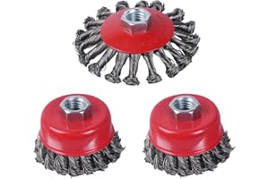GIMYUAN Wire Wheel for 4 1/2 Angle Grinder, 3PCS Wire Wheel Cup Brush Set, 4 Inch/3 Inch Knotted Wire Wheels, with 5/8-11UNC Threaded Arbor