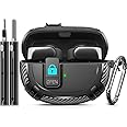 Ljusmicker for Bose Ultra Open Earbuds Case Cover 2024 with Cleaner Kit,Military Hard Cover with Lock for Bose Open Ear Earbuds Charging Case Accessories with Keychain for Men Women-Black