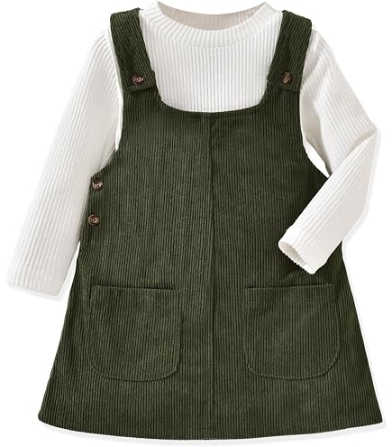 green overall dress 2T Toddler Little Girl Fall Outfits Corduroy Set overall mini dress