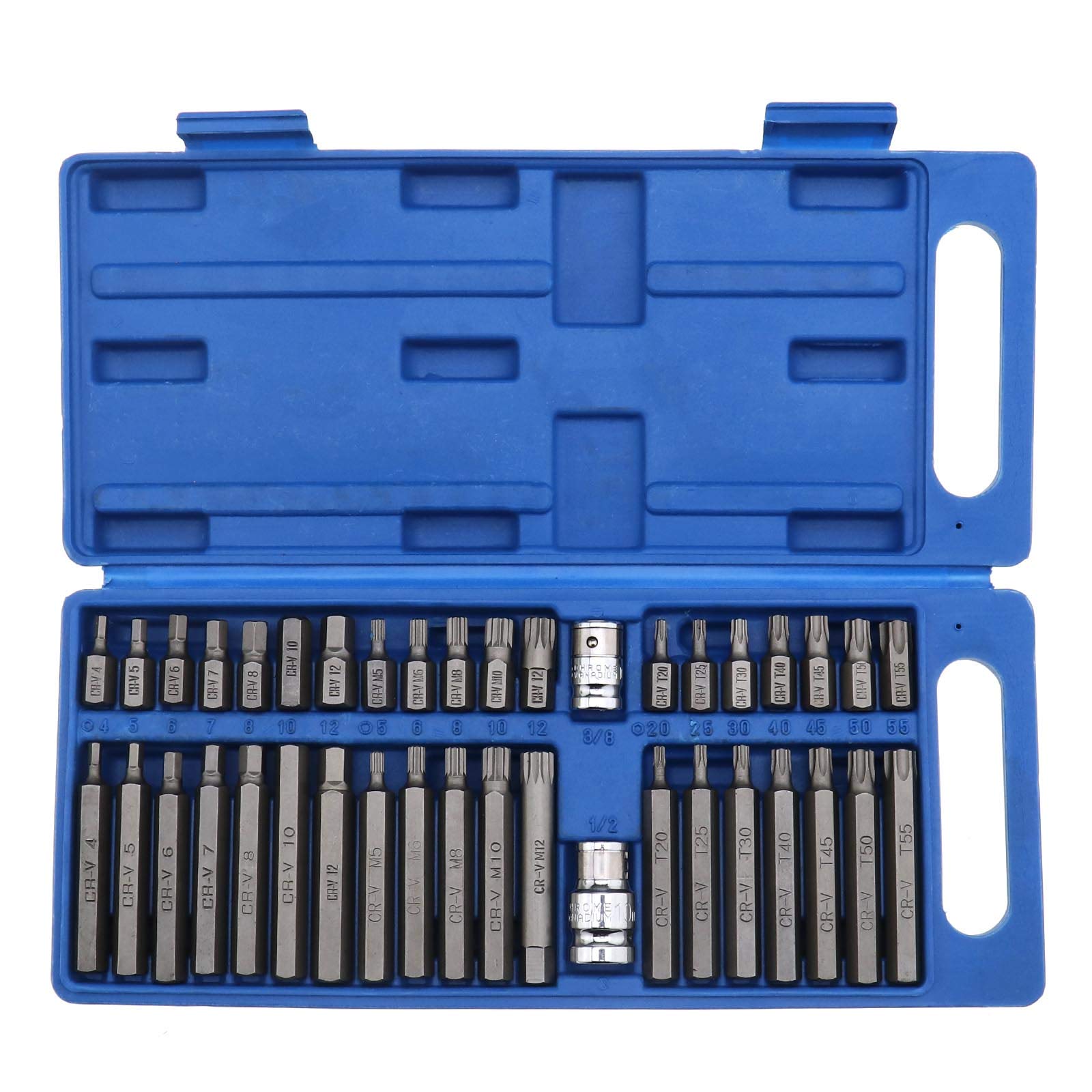 Be In Your Mind 40Pcs Combination Bit Socket Set, Hex Triple Square Torx Bit for 30 and 75mm in Length (Cr-v) - with 3/8 and 1/2 Drive Socket