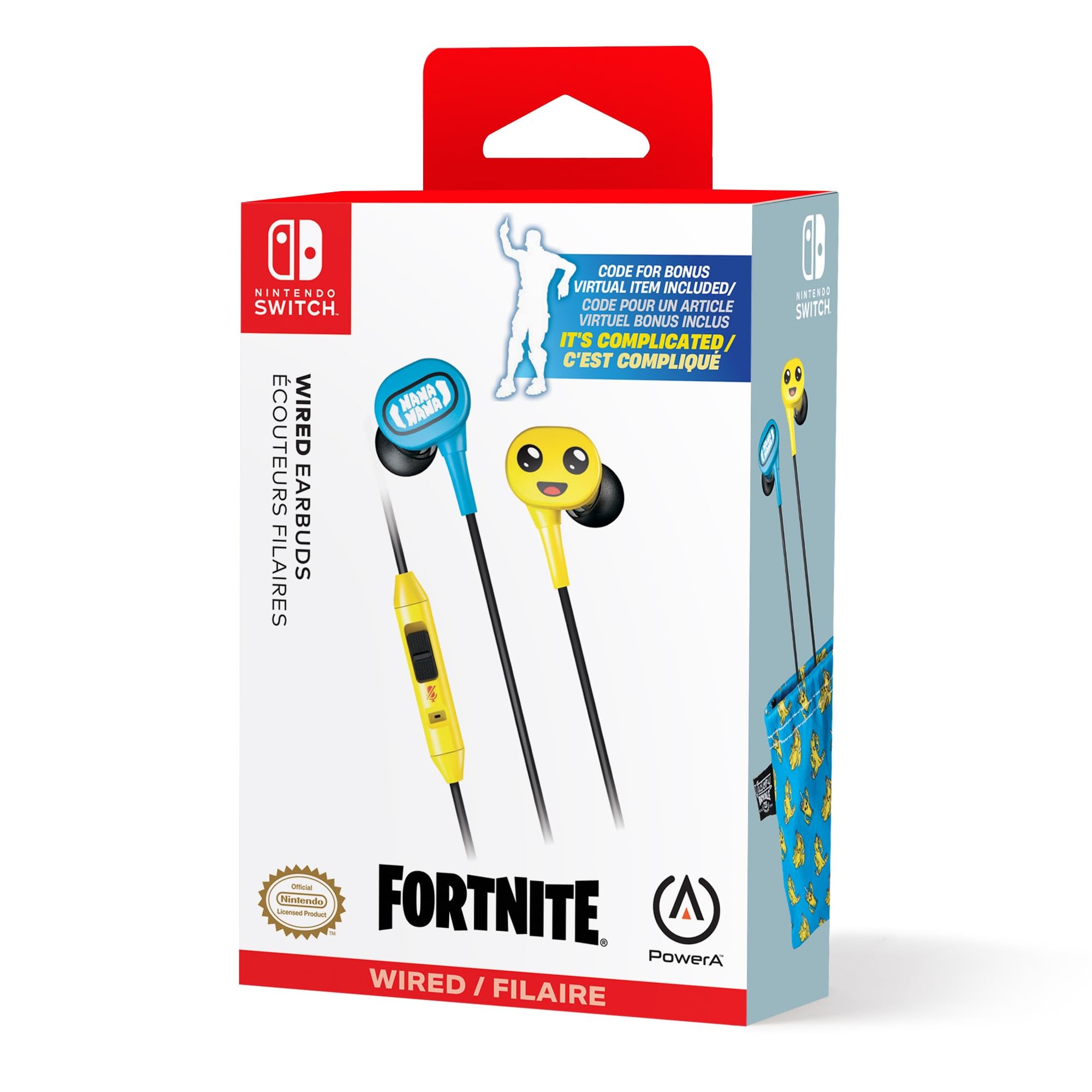 PowerA Wired Earbuds for Nintendo Switch – Fortnite Peely, 3.5 mm, Wired, Officially Licensed, Bonus Virtual Item and Matching Peely Drawstring Bag Included Mar 13, 2024