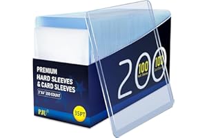 PJU 200 Hard Plastic Card Sleeves, Premium Card Sleeves, 3"x 4" Baseball Cards Protectors Plastic, Sports Trading Baseball Game Holder (100 Hard Sleeve + 100 Soft Sleeve)