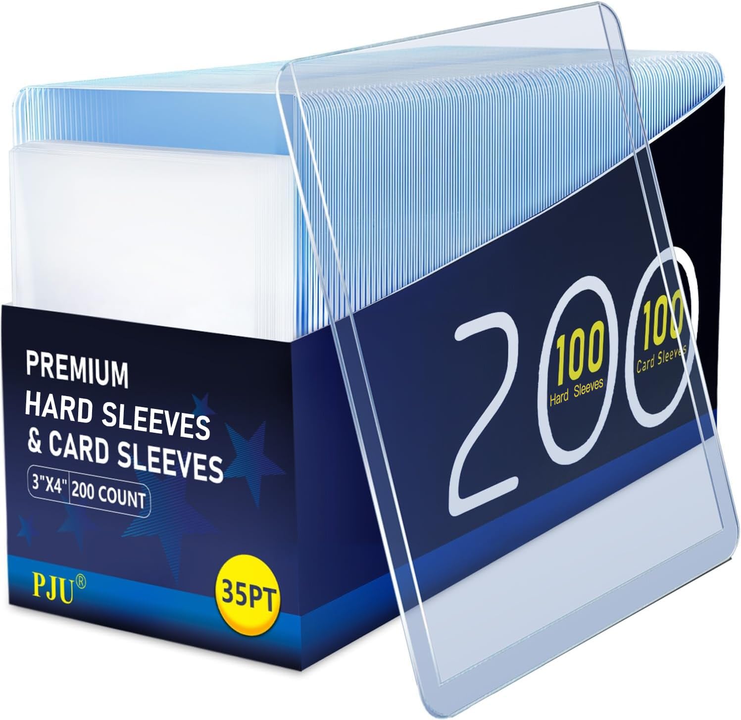 Photo 1 of 200 Hard Plastic Card Sleeves, Premium Card Sleeves, 3"x 4" Baseball Cards Protectors Plastic, Sports Trading Baseball Game Holder (100 Hard Sleeve + 100 Soft Sleeve)