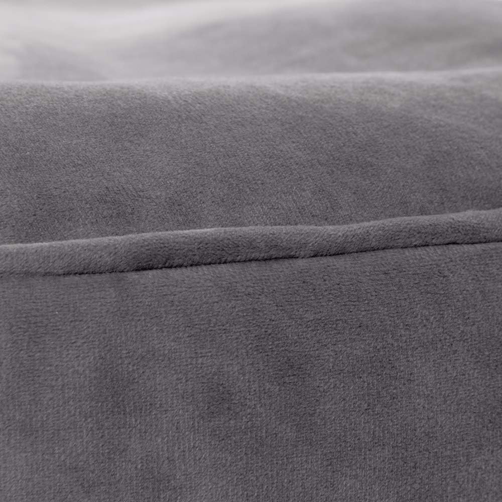 icon Milano Velvet Bean Bag Pouffe, Charcoal Grey, Large Pouffe Footstool with Filling Included, Footrest, Bedroom - Image 4