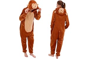 AILMQYJL Snug Fit Unisex Adult Onesie Pajamas, Flannel Animal Cosplay One Piece Halloween Costume hooded Sleepwear Homewear