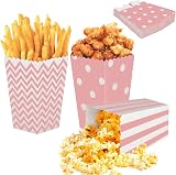 Popcorn Favor Boxes 24Pcs Striped Paper Retro 11.5cm Pink Party Treats view 1