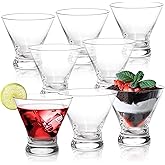 DEAYOU 8 Pack Stemless Martini Glasses Set, 8 OZ Shrimp Cocktail Glasses with Heavy Base, Crystal Cosmopolitan Bar Glasses, M