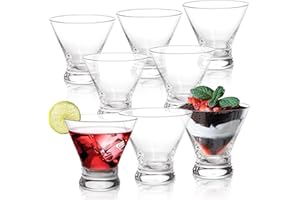 DEAYOU 8 Pack Stemless Martini Glasses Set, 8 OZ Shrimp Cocktail Glasses with Heavy Base, Crystal Cosmopolitan Bar Glasses, M