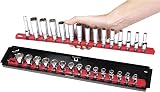 Ernst Manufacturing 8453 Socket Boss 19-Inch Red 3/8 Drive Socket Organizer Tray view 2