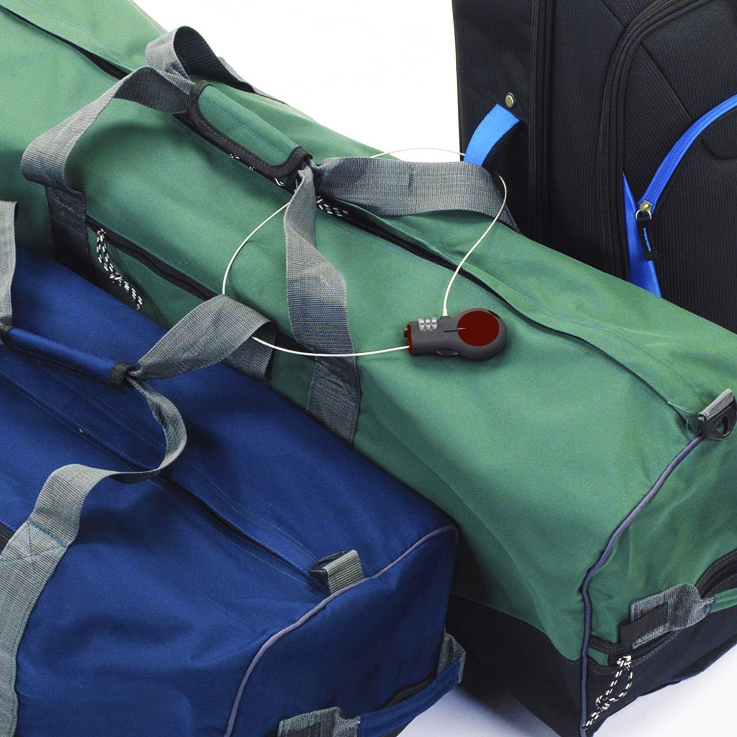  | Lewis N. Clark Cable Lock: Luggage Lock + Travel Lock - Set Combination Lock for a TSA Approved Padlock or Bike Lock with 30-inch Retractable Steel Cable - Blue | Luggage Locks