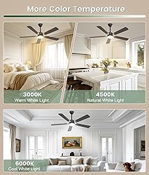 JOFIOS Ceiling Fans with Lights,52 inch Ceiling Fan