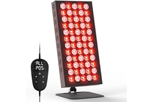 Devowellte Red Light Panel with 60 LEDs, 660nm&850nm Infrared Light for Face and Body, Adjustable Angle & Brightness for Home