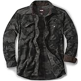 CQR Men's Long Sleeve Heavyweight Fleece Shirts, Plaid Button Up Shirt, Warm Outdoor Casual Shirt with Pockets