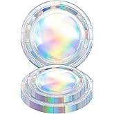 HiEnjoin 40PCS Iridescent Birthday Party Plates, Disposable Holographic Cake Plates Includes 25-9" & 25-7" Dinner Tableware for Birthda Bridal Wedding Disco