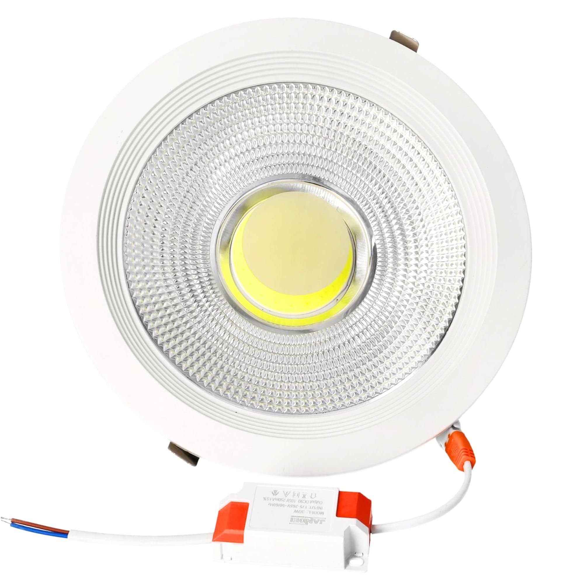 JANDEI - Recessed Round Indoor Ceiling LED COB Downlight, 30W, Cool White Light, 6000K for Living Room, Kitchen, Shop, Business, Office