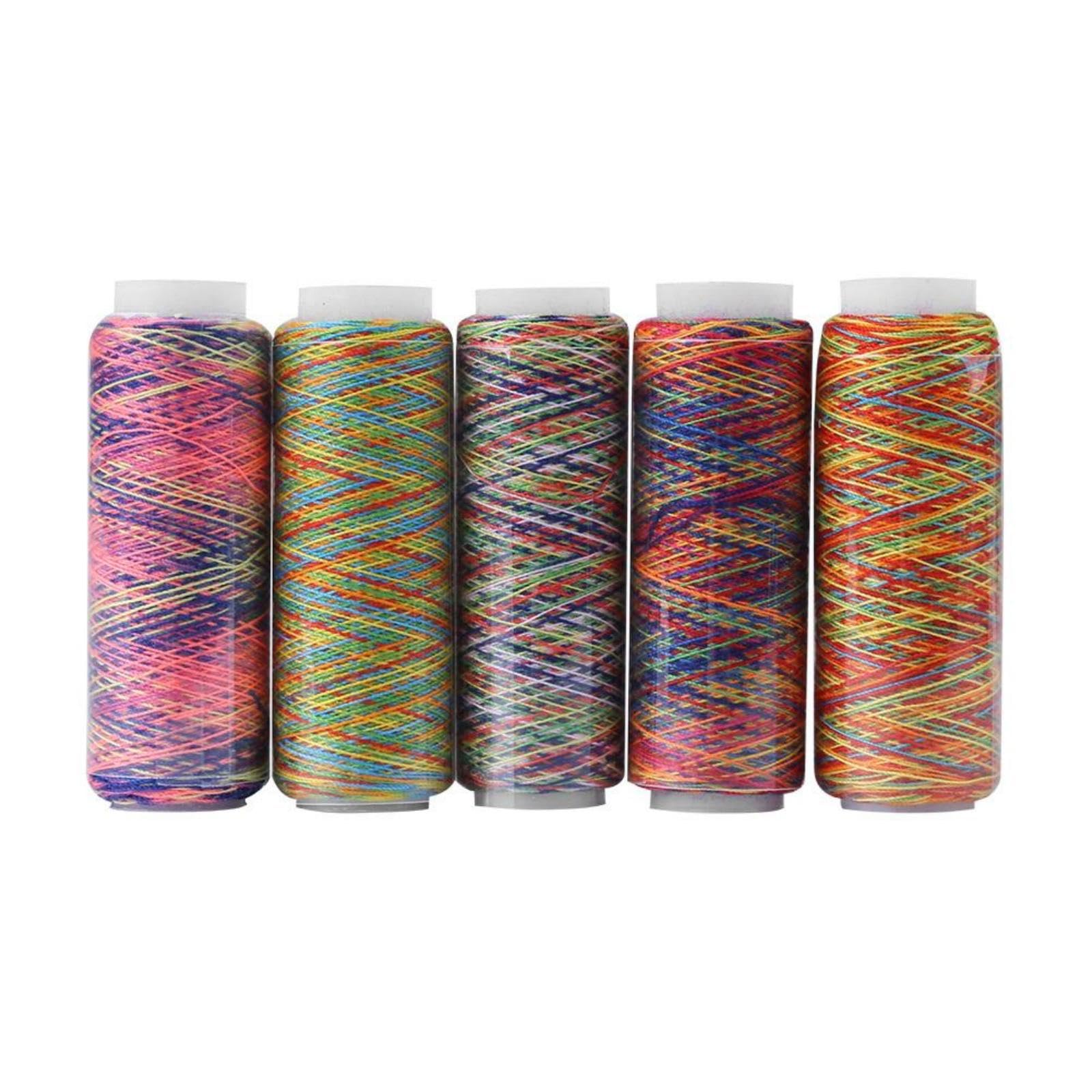 MAGT 5pcs Sewing Thread Set, Iridescent Sewing Thread Iridescent Hand Sewing String Spool Gradient Quilting Embroidery Thread Spools Garment Accessory for Embroidery and Sewing Machines