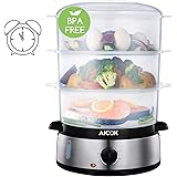 Aicok Food Steamer for Cooking, 9.5 Quart Electric Steamer with 3 Tier Stackable Baskets and Auto Shutoff, 800W Fast Heating 