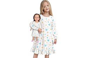 LQSZ Doll and Girl Matching Nightgown Outfit Pajamas Nightie Nightgown for Girls and Dolls Clothes