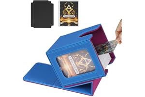 Jaffzora Deck Box for MTG Commander, Magnetic Card Display Case, TCG Card Storage Box, Holds 100 Double-Sleeved Cards, Blue&R