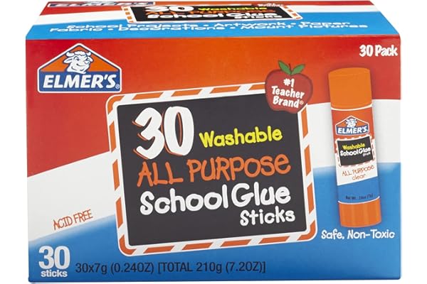 Elmer's All Purpose School Glue Sticks, Washable, 7 Grams, 30 Count