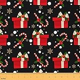 Xmas Candy Canes Upholstery Fabric Snowflakes