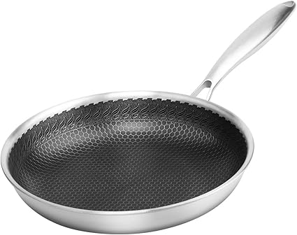 Amazon Cainfy フライパン デュアルハニカム ステンレススチール 浅いスキレット 中華鍋 焦げ付き防止調理器具 Ih対応 食器洗い機とオーブン対応 9 5インチ 24cm Cainfy 中華鍋