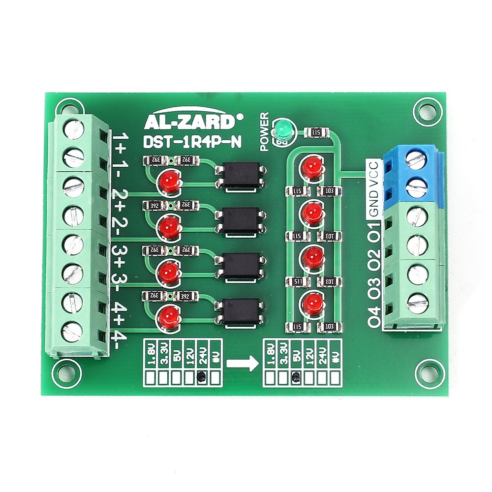 4 Bit Optocoupler Isolator Module,PLC Signal Level Voltage Converter Board Module (24V to 5V), 24 V to 5 V - Image 4