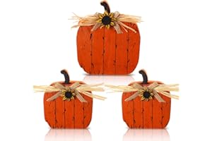 Quzzil 3 Pcs Fall Decorations for Home Fall Wooden Pumpkin Table Sign Thanksgiving Pumpkin Centerpiece Autumn Tiered Tray Decor for Fall Harvest Tabletop Decor Home Party(Classic Color)