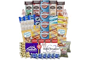 Gourmet Hot Chocolate Gift Sets - 62 Piece Care Package of Hot Cocoa, Apple Cider, Candy Canes, Mini Marshmallows, Popcorn Balls, Cookies, Candy, and Snacks. - Christmas Gift Set from The LakeHouse