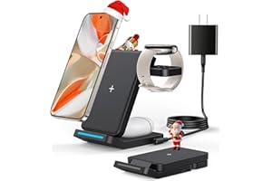 HOUFLODY Upgarded Foldable 3 in 1 Wireless Charger for Google Pixel Watch 3/2, Charging Stand for Pixel 9 Pro/XL/9/8 Pro/8a/8/7/Pro/7/6/Pro and Pixel Buds Pro/2(Not for Pxiel 9 Pro Fold) with Adapter, Black