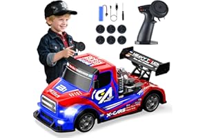 BEZGAR Remote Control Car | 2.4GHz 4WD Toy Car with Color-Shifting Lights & Dual Tire Sets | 20 Min Playtime RC Cars for Kids | Racing Toy Remote Control Truck for Boys Girls Adults (Red)