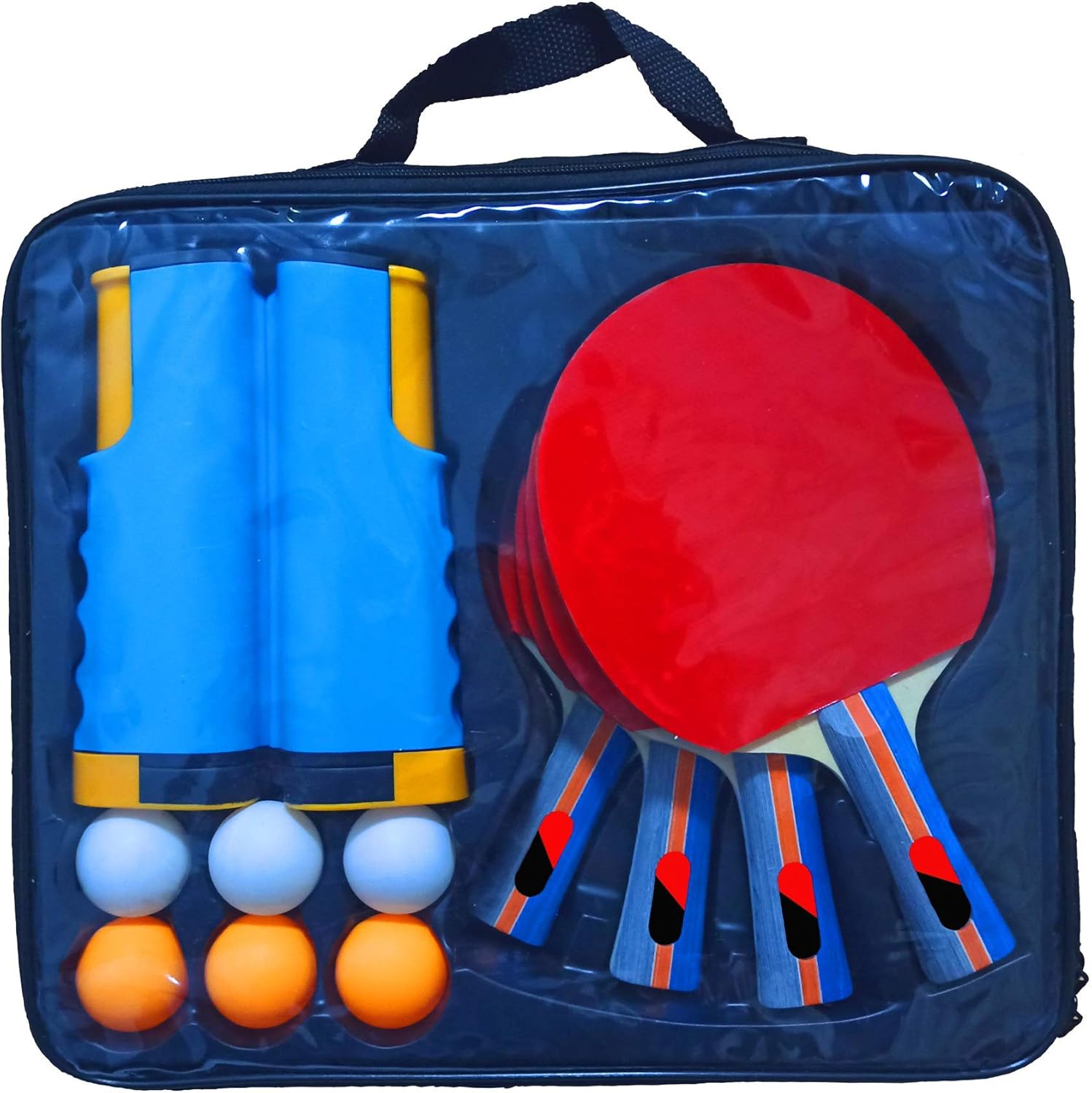Ping Pong Paddle Set with Table Tennis Net, 4 Table Tennis Rackets and 6 Ping Pong Balls, Includes Convenient Portable Bag for Professionals and Amateurs, Children Adult, Indoor or Outdoor Play : Sports & Outdoors