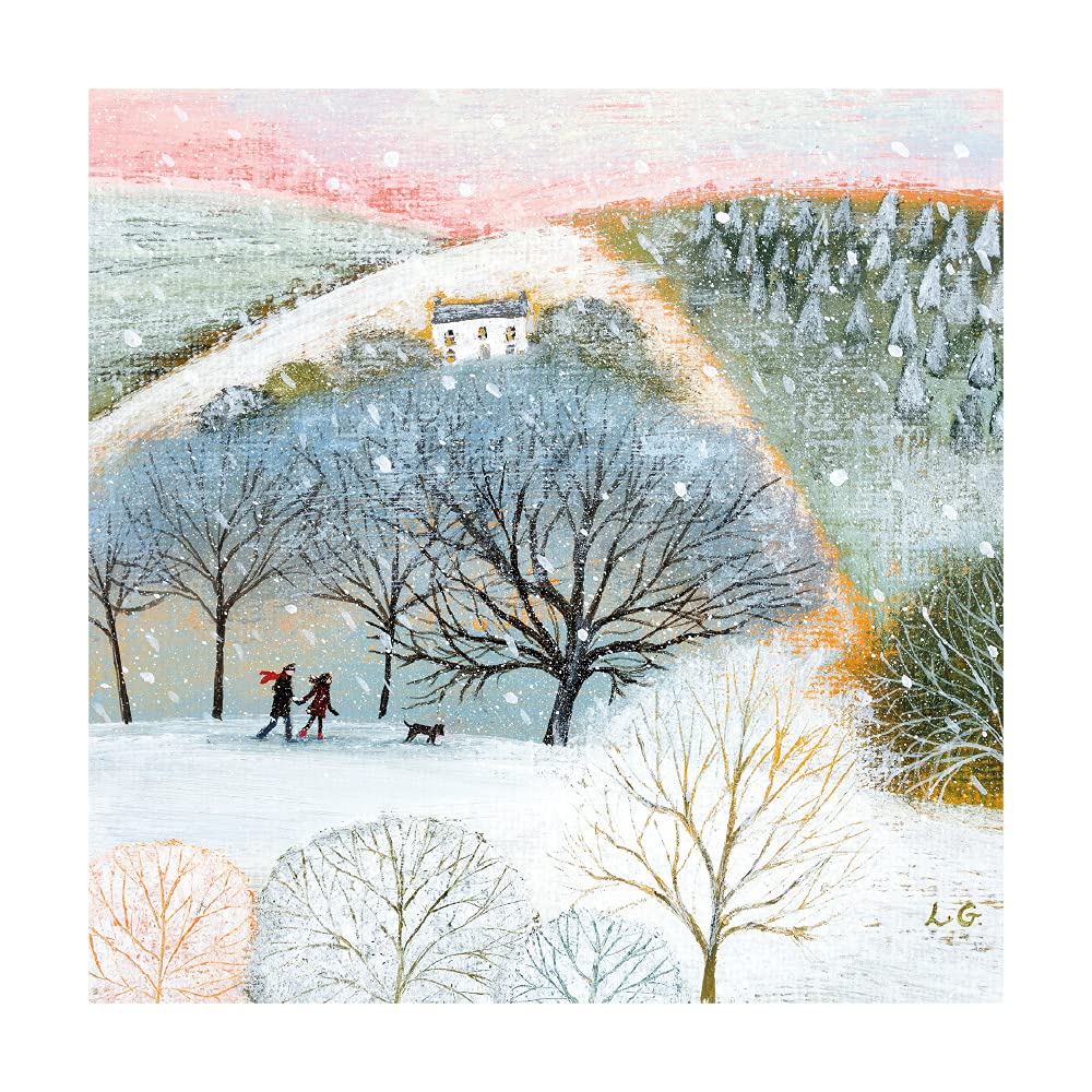 Museums & Galleries Charity Christmas Cards - Pack of 8 Premium Christmas Greeting Cards with Envelopes - Festive Winter Landscape - Supporting UK Charities - 8 of 1 Design