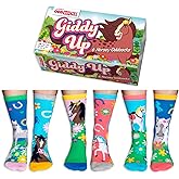 United Oddsocks Giddy Up Box of 6 Horsey Oddsocks For Girls US 13.5-7