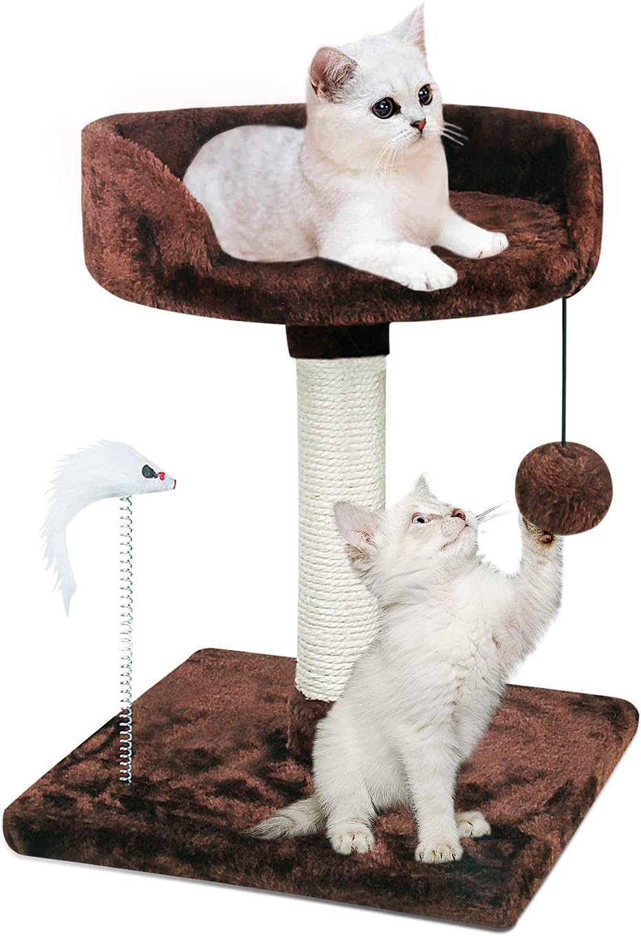 YUFU Cat Tree Tower with Natural Sisal Scratching Posts Large Platforms Cat Activity Platform Furniture with Funny Toys for Kittens Small Cat Playing Relaxing Sleeping… : Pet Supplies